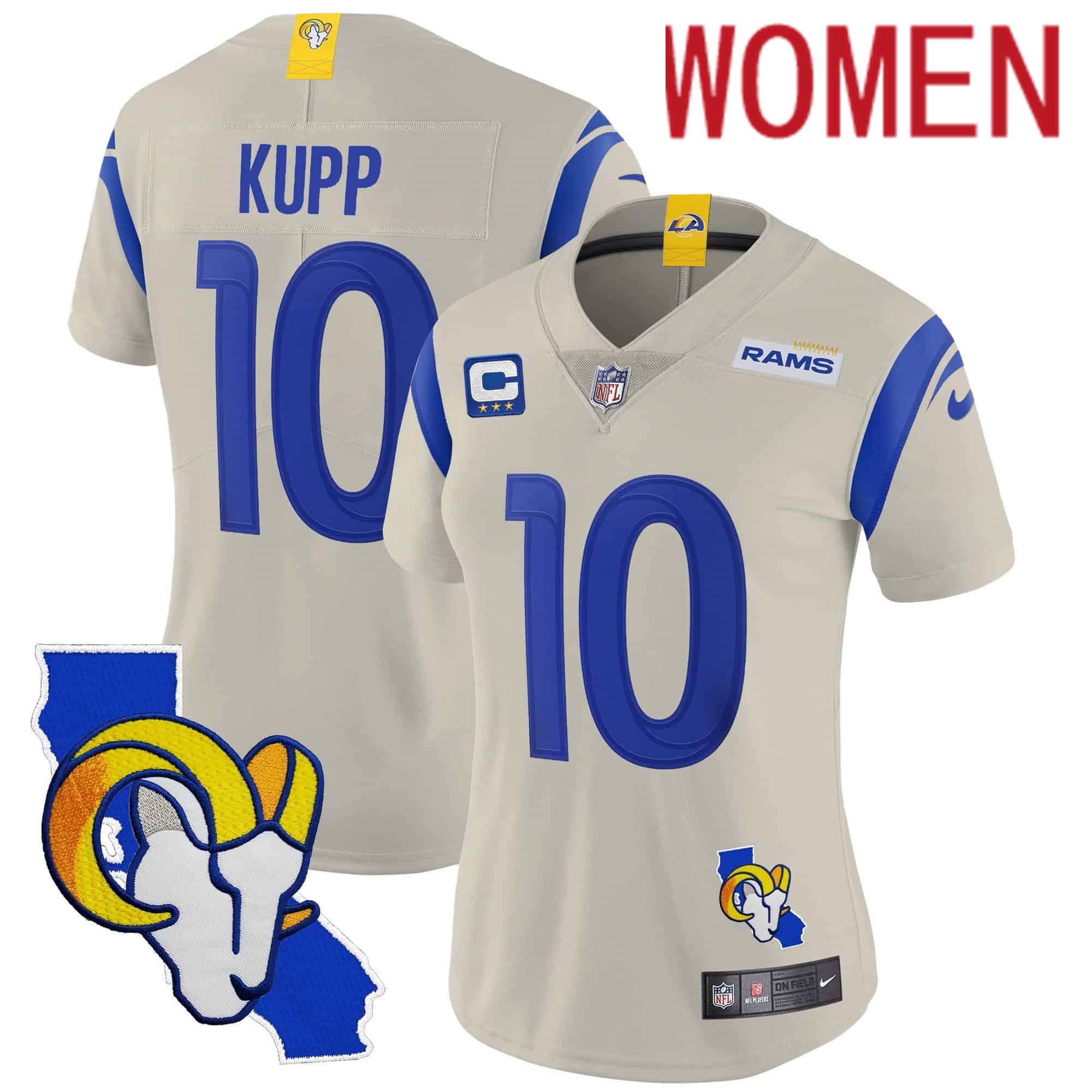 Women Los Angeles Rams #10 Kupp Cream 2024 Nike California Patch Vapor Limited NFL Jersey